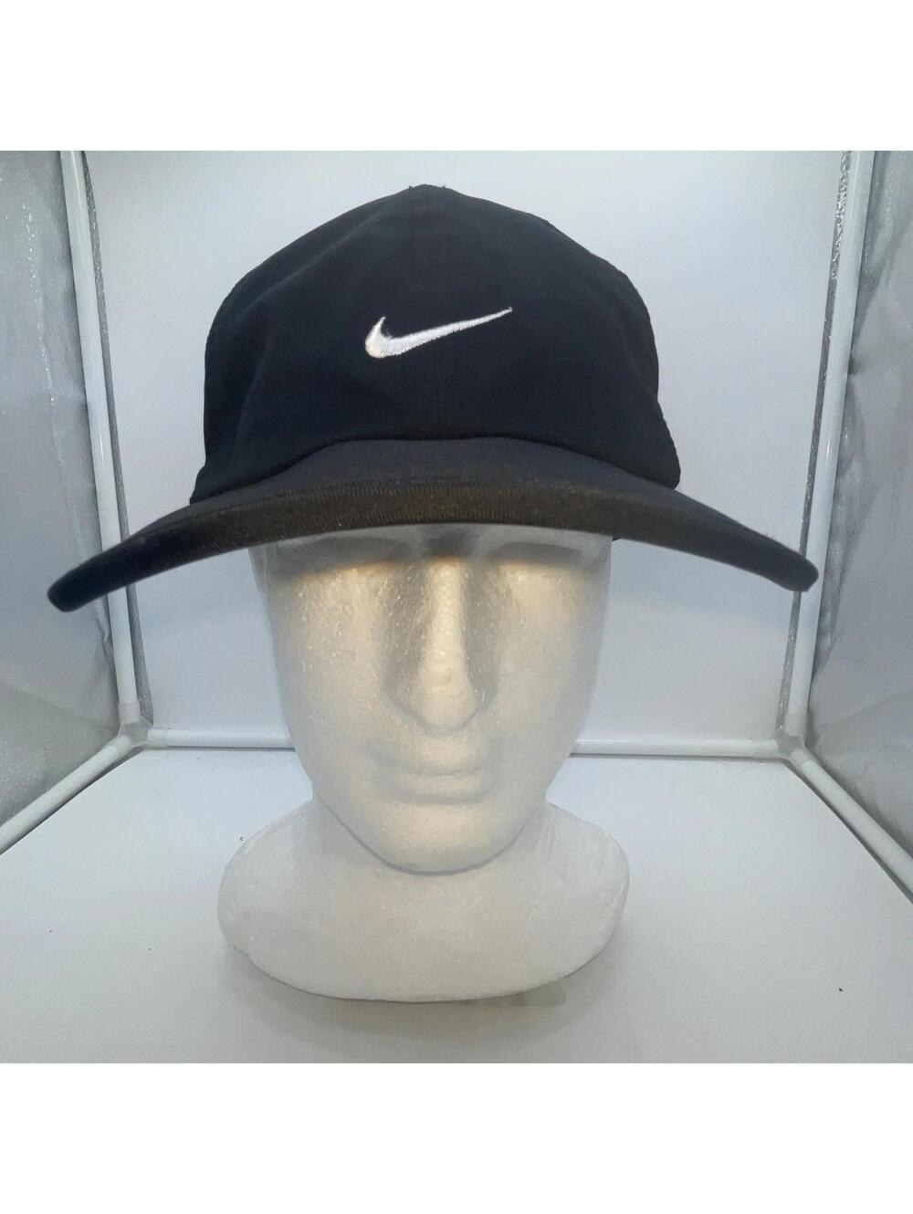 Nike Dri-Fit Featherlight Strapback Running Hat Baseball Cap Black White Swoosh